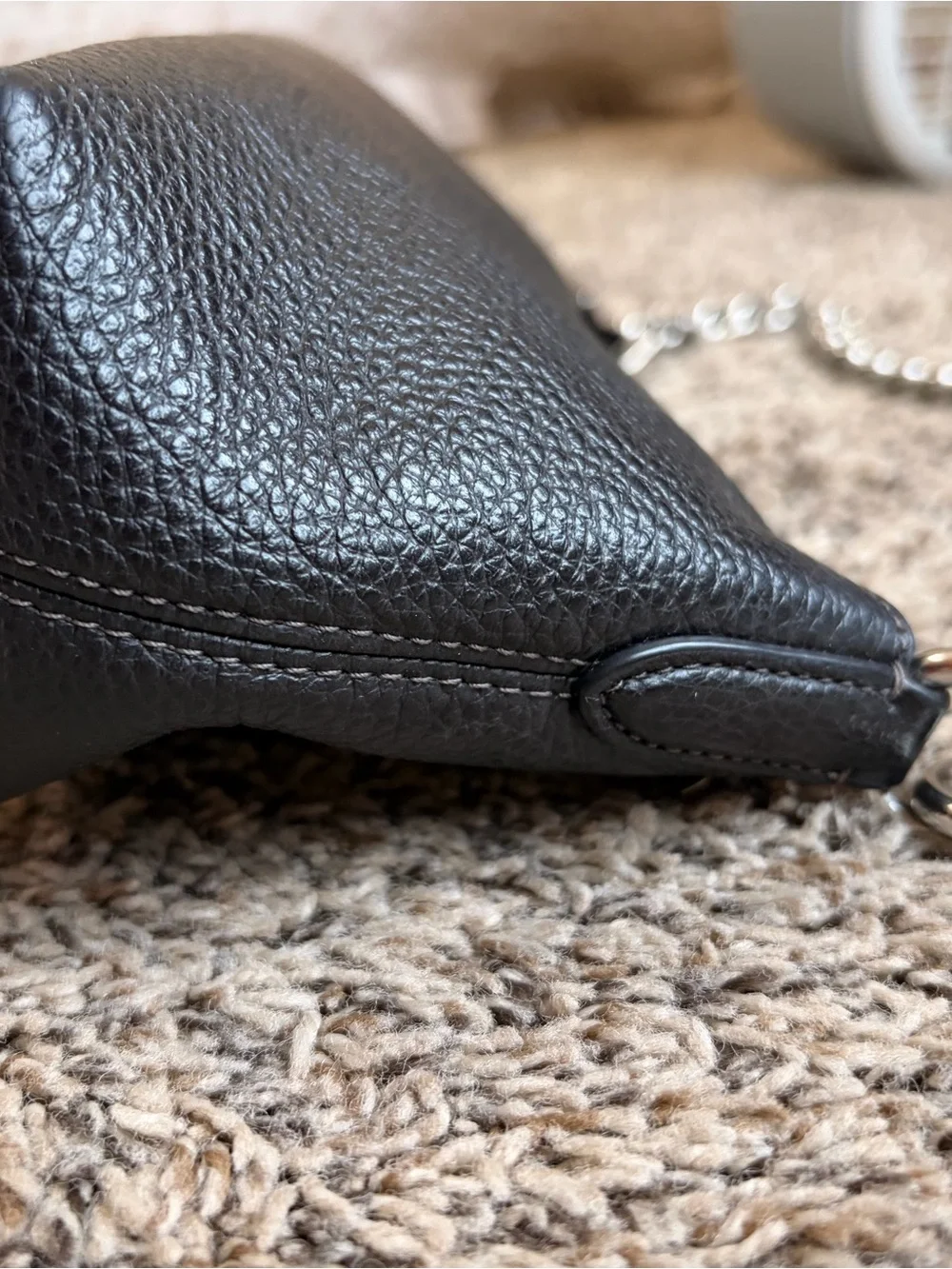 Coach Black Leather Shoulder Bag with Silver Chain